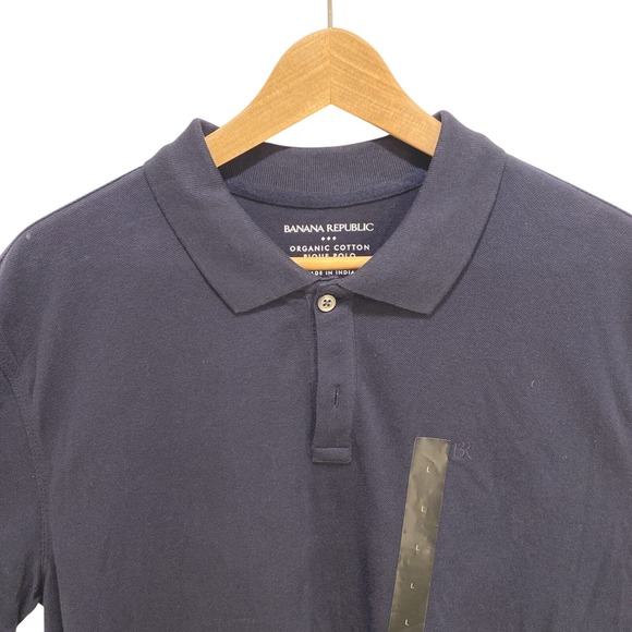Banana Republic Other - Banana Republic Mens Navy Blue Organic Cotton Pique Polo Shirt Large NEW